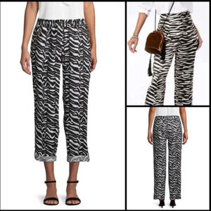 Calvin Klein 100% Linen Animal Print Pant/Capri Size Large